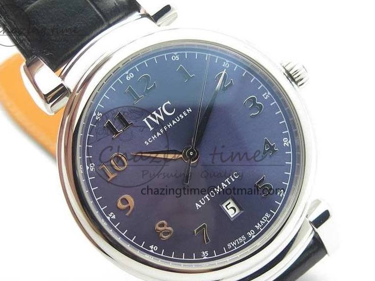 MIROTIME 0201 Da Vinci IW356601 SS TW 1:1 Best Edition Blue Dial On Black Leather Strap A Durable 7239